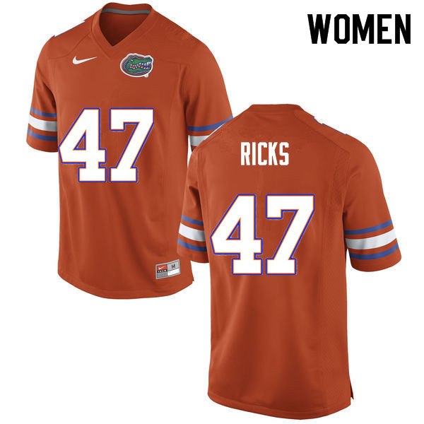 Women #47 Isaac Ricks Florida Gators College Football Jerseys Sale-Orange - Click Image to Close